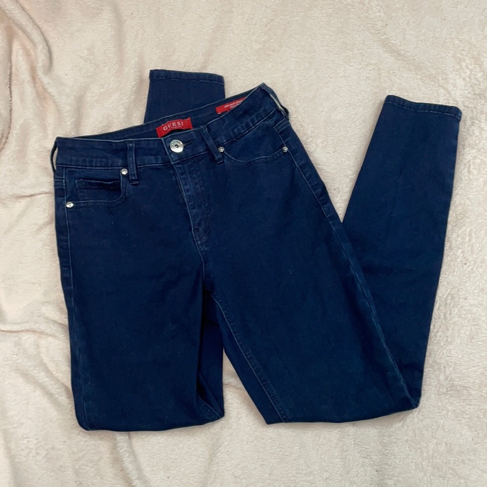Guess high rise dark denim